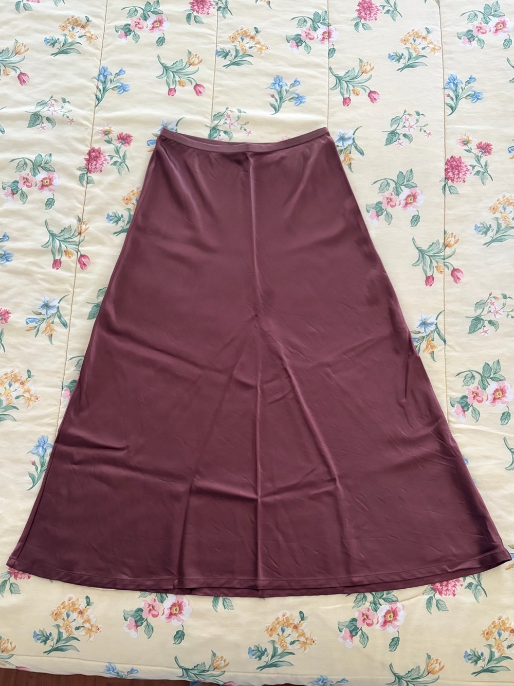 OGL Silk-Like Acetate Bias-Cut Slip skirt chocolate brown size medium